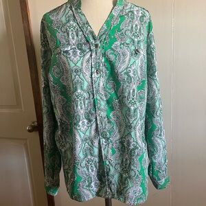 Notations Green Lightweight Paisley Shirt Jacket